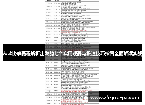 从欧协联赛程解析出发的七个实用观赛与投注技巧指南全面解读实战 从欧协联赛程解析出发的七个实用观赛与投注技巧指南全面解读实战